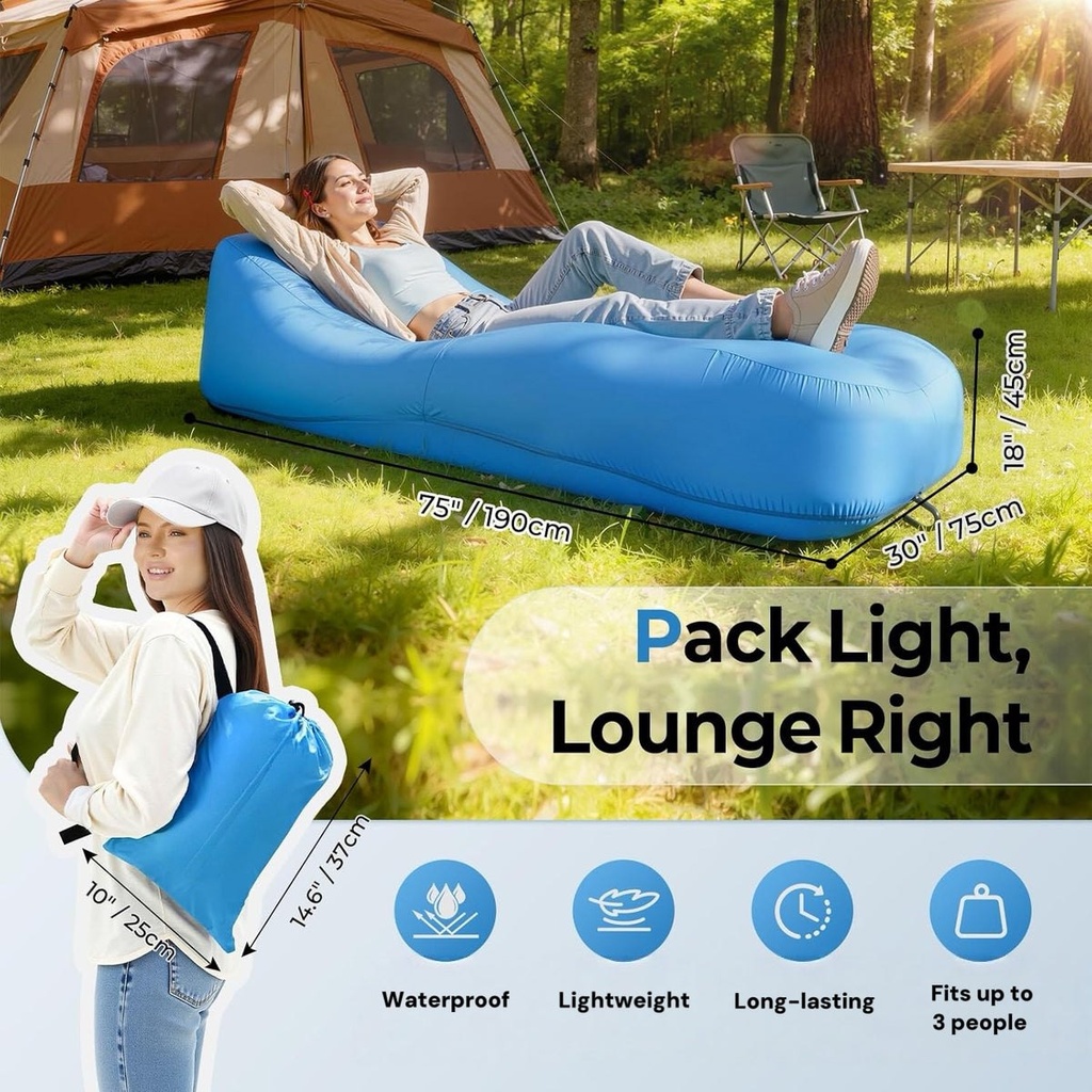 AeroLounge Go - Canapé gonflable compact sans pompe