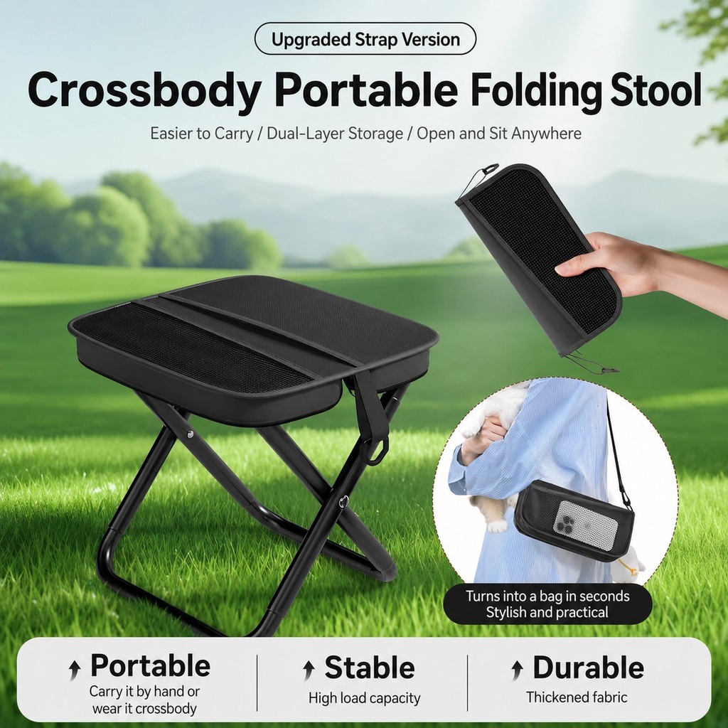 Sac bandoulière 2 en 1 avec tabouret pliant intégré