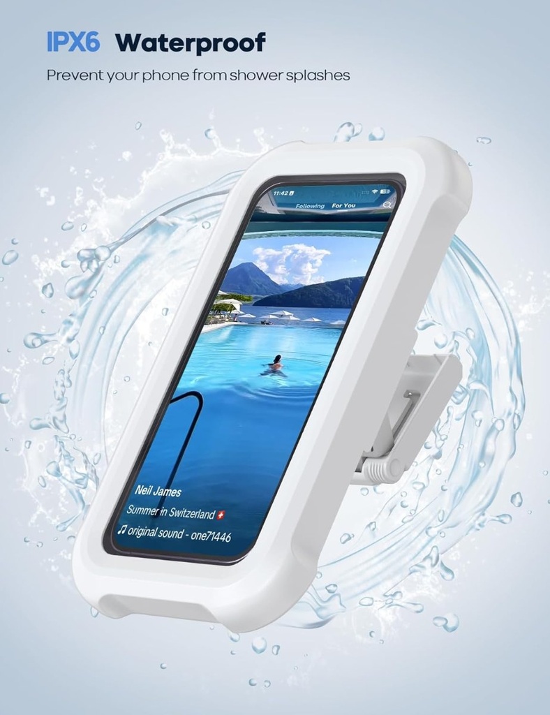 Support de téléphone étanche pour douche, rotation 480°