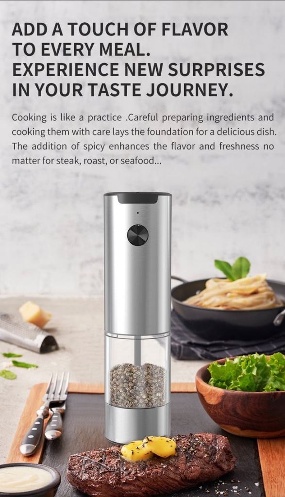 SeasonMate - Moulins électriques sel et poivre en inox