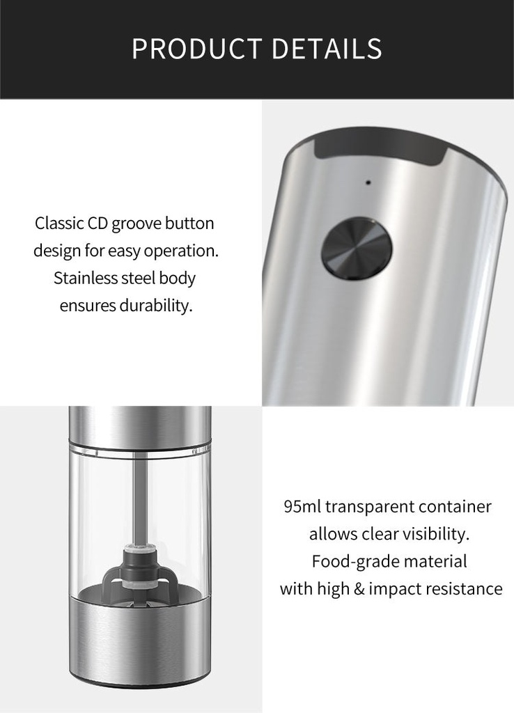 SeasonMate - Moulins électriques sel et poivre en inox